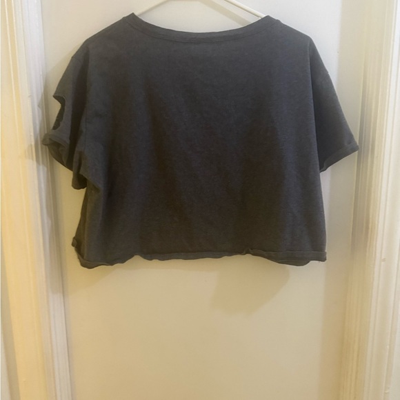 Distressed Gray Graphic Crop Top - Picture 3 of 5